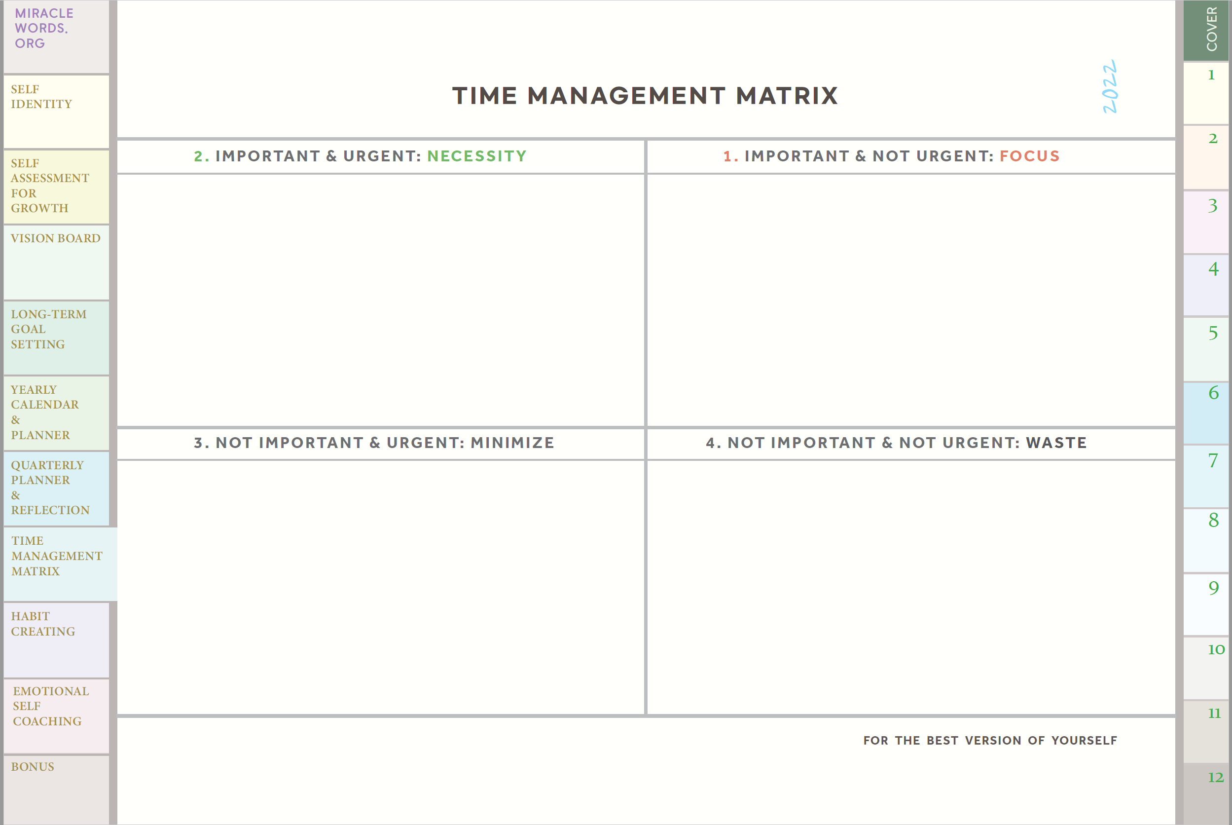 time-management-matrix.-blank – MIRACLE MAKER PLANNER